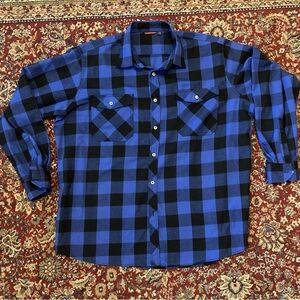 Men's Blue and Black Plaid Casual Flannel Shirt